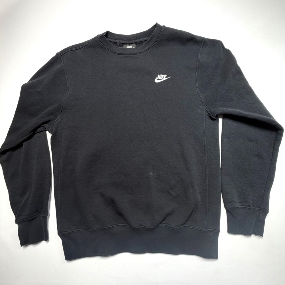 Nike‎ Crewneck Sweatshirt Mens Small Black Swoosh Pullover